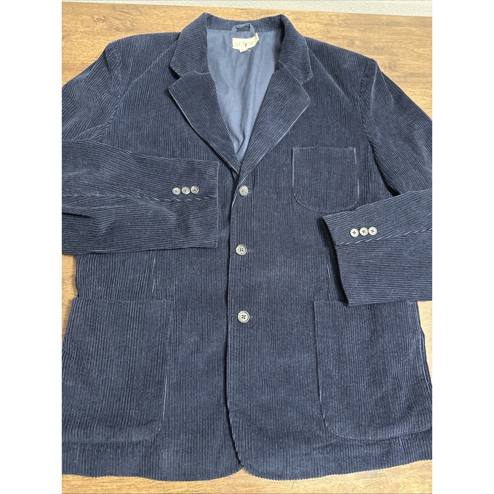 VTG J Crew Oarsman Wide Wale Corduroy Navy Blazer Mens Sz XL 3 Button Jacket
